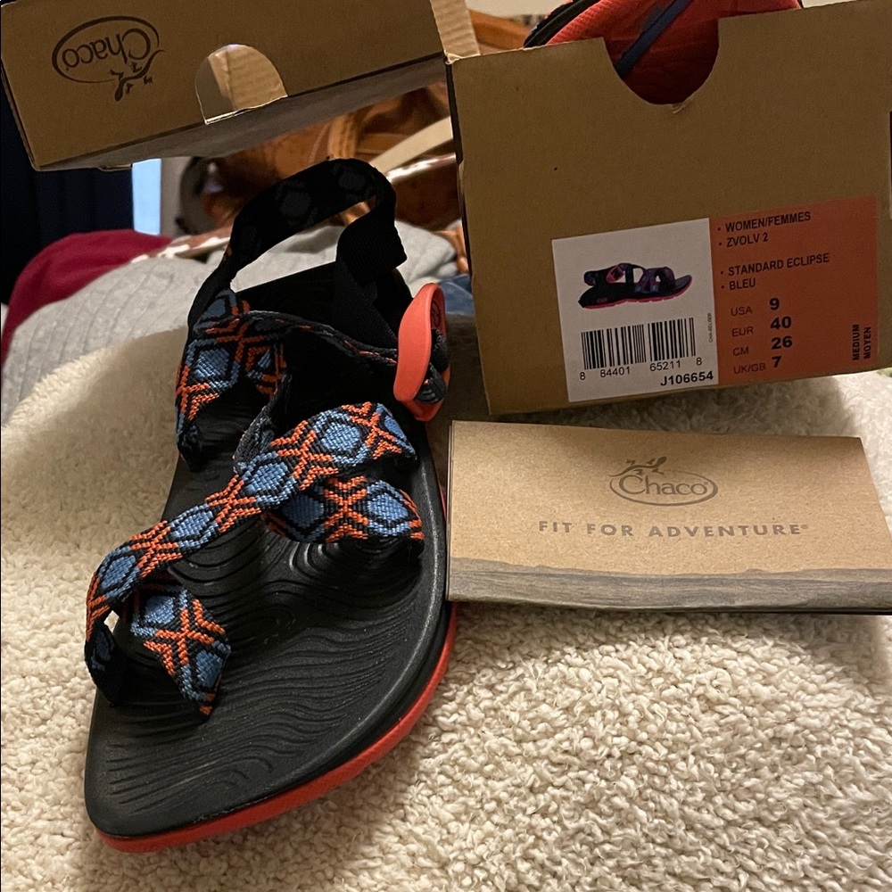 Chaco Eclipse Sandals with Red and Blue Design